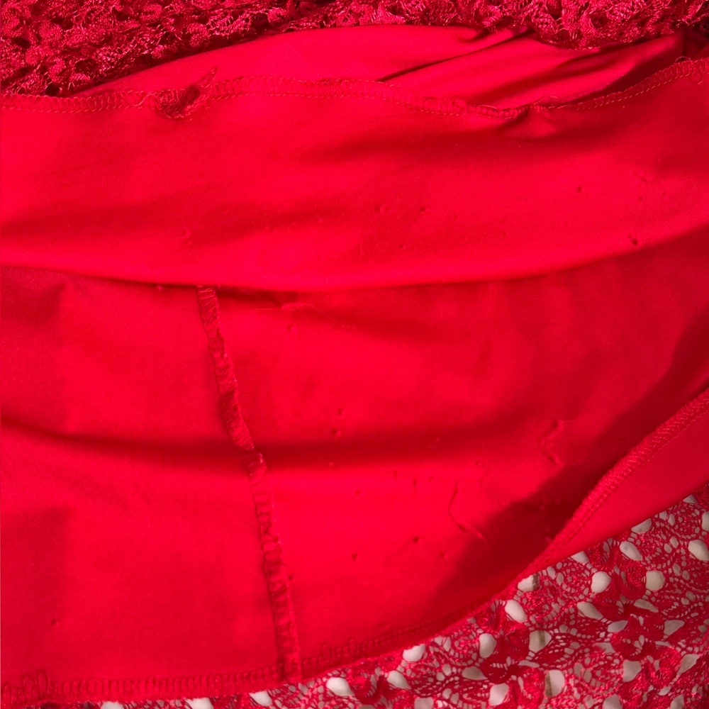 Lace Maxi Skirt Women’s XL Red Pull On Flowy Bold Romantic Goth Coquette Bold - Picture 12 of 12